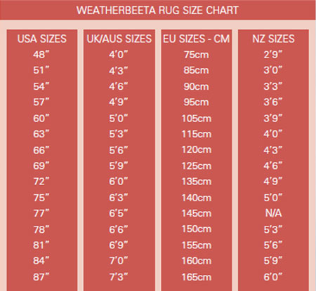 Horse Cooler Size Chart