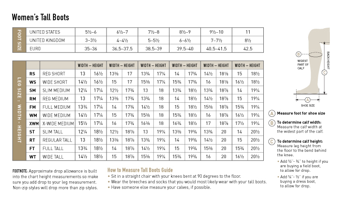 Ariat Volant Boot Size Chart