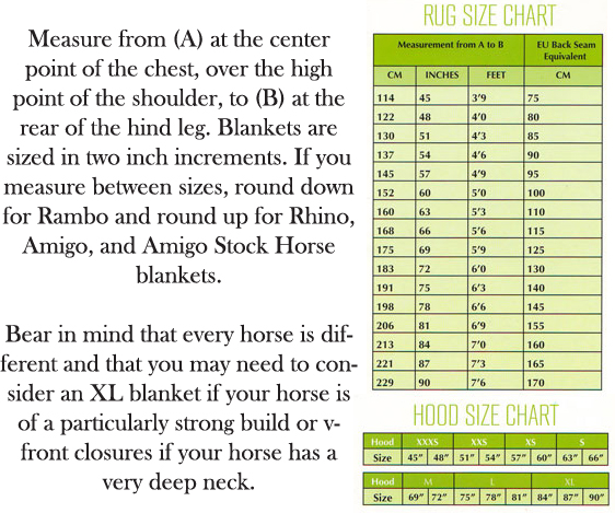 Horse Cooler Size Chart