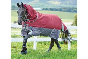 Weatherbeeta Freestyle 1200D Detach-A-Neck Medium 220g Turnout in Burgundy and Grey 