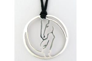 Loriece Reverse Horse Head Disc Necklace