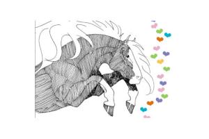Sketched Horse with Colored Hearts Boxed Note Cards