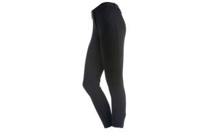 On Course Cotton Naturals Front Zip Knee Patch Breeches in Black