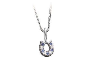 Kelly Herd Sterling Silver Baby Horseshoe Necklace - Sapphire Blue
