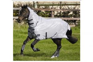 Shires Tempest Fly Sheet Set with Built-In Neck in Silver and Navy