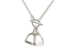Sterling Silver Double Stirrup Toggle Necklace