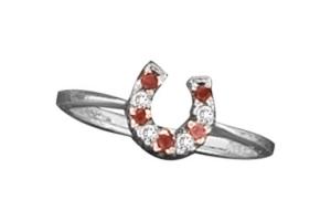Kelly Herd Sterling Silver Baby Horseshoe Ring - Ruby Red 