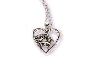 Kabana Sterling Silver Mare & Foal Heart Necklace