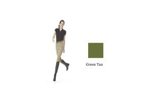 Ovation Euroweave Side-Zip Knee Patch Breeches in Green Tan