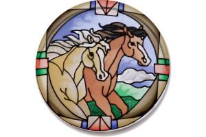 Joan Baker Wild Horses Stained Glass Paperweight