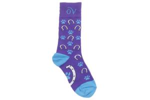 Ovation Child's Crew Lucky Socks - Lucky Tracks in Grape and Turquoise