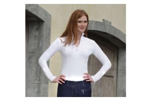 Goode Rider Long Sleeve Ideal Show Shirt in White with Silver Zipper