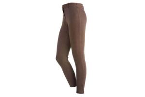 On Course Cotton Naturals Front Zip Knee Patch Breeches in Cappuccino