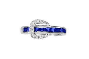 Kelly Herd Sterling Silver Buckle Ring - Sapphire Blue 