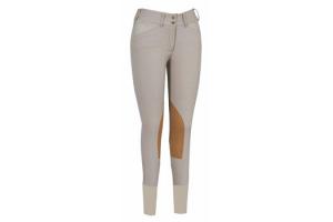 Equine Couture Ladies Coolmax Champion Front Zip Knee Patch Breeches in Safari