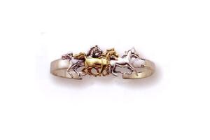 Kabana Sterling Silver and 14k Gold Three Galloping Horses Bracelet